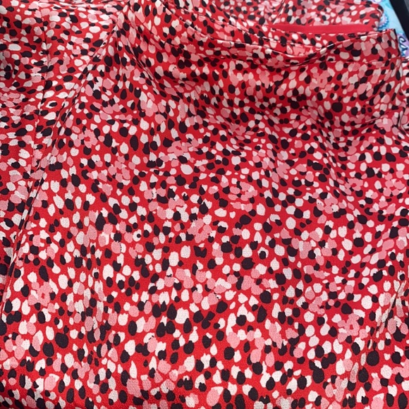 Talbots Skirt Ruffle Hem Pink Red Black Party Work size 14 - Picture 10 of 10